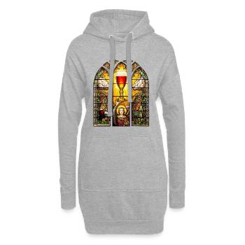 Bier Glas Gral - Kirchenfenster Vatertag - Hoodie-Kleid - Grau meliert - Vorne