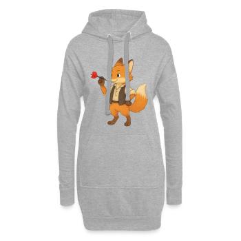 Fuchs beim Darten - Hoodie-Kleid - Grau meliert - Vorne