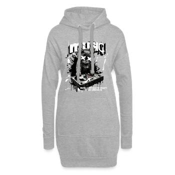 Musique Chat DJ Fête Platines Fun - Sweat-shirt à capuche long Femme - gris chiné - Devant