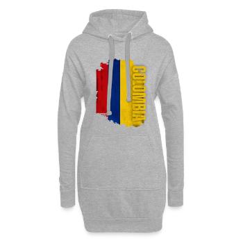 Drapeau vertical de la Colombie, j’aime la Colombie - Sweat-shirt à capuche long Femme - gris chiné - Devant