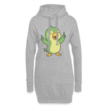 Perroquet de fête - Sweat-shirt à capuche long Femme - gris chiné - Devant