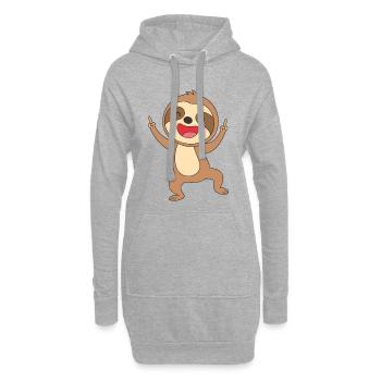 Joie de paresseux heureux - Sweat-shirt à capuche long Femme - gris chiné - Devant