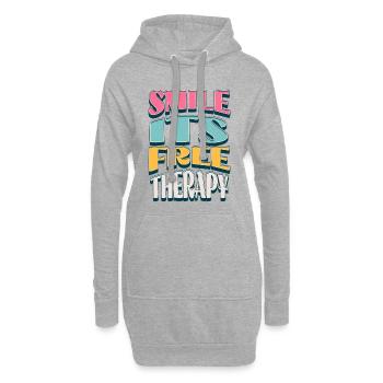 Smile Is Free Therapy – police de bande dessinée colorée - Sweat-shirt à capuche long Femme - gris chiné - Devant