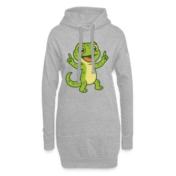 Joyeuses vibrations de gecko - Sweat-shirt à capuche long Femme - gris chiné - Devant