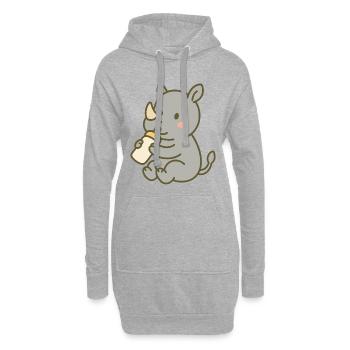Biberon Rhino Baby - Sweat-shirt à capuche long Femme - gris chiné - Devant