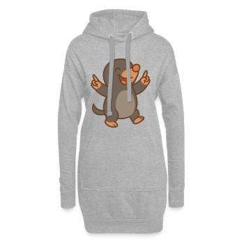 Taupe dansante - Sweat-shirt à capuche long Femme - gris chiné - Devant