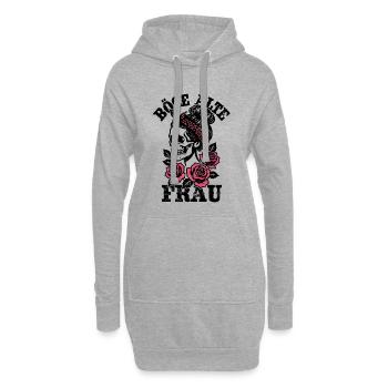 Böse alte Frau - Totenkopf - Rosen - Spruch - Hoodie-Kleid - Grau meliert - Vorne