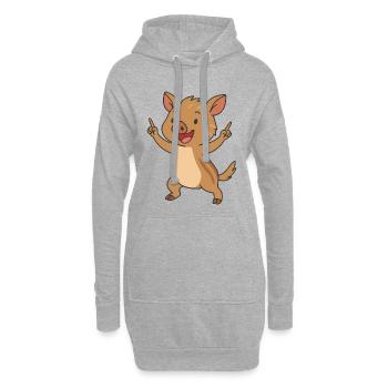 Sanglier drôle Dessin animé de première année - Sweat-shirt à capuche long Femme - gris chiné - Devant