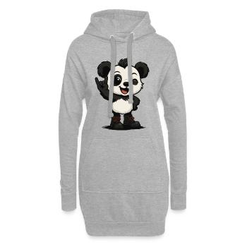 Panda Punk’n’Roll - Sweat-shirt à capuche long Femme - gris chiné - Devant