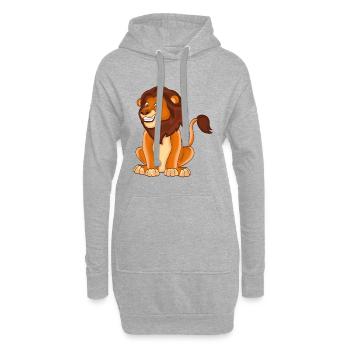 Lion drôle – Le roi avec charme - Sweat-shirt à capuche long Femme - gris chiné - Devant