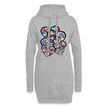 Retro Herz Herzen Vintage - Hoodie-Kleid - Grau meliert - Vorne