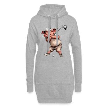Golf Schwein - Hoodie-Kleid - Grau meliert - Vorne