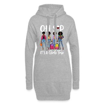 Illustration de bande de filles élégante - Sweat-shirt à capuche long Femme - gris chiné - Devant