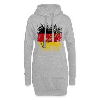 Deutsche Grunge-Flagge, deutscher Stolz - Hoodie-Kleid - Grau meliert - Vorne