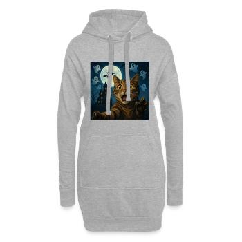 Halloween-Katzen-Selfie mit gruseligem Haus - Hoodie-Kleid - Grau meliert - Vorne