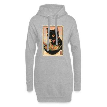 Illustration de Ramen de chat kawaii - Sweat-shirt à capuche long Femme - gris chiné - Devant