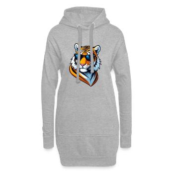 Cool Tiger mit Sonnenbrille - Hoodie-Kleid - Grau meliert - Vorne