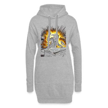 Masque d’oiseau urbain DJ Artwork - Sweat-shirt à capuche long Femme - gris chiné - Devant