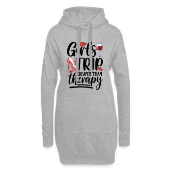 Girls Trip moins cher que la thérapie - Sweat-shirt à capuche long Femme - gris chiné - Devant