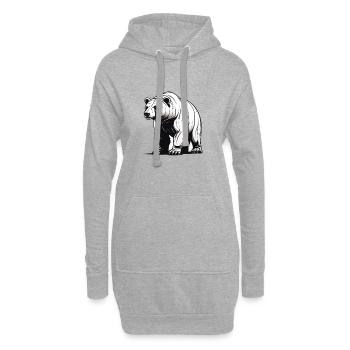 Illustration élégante d'ours en noir et blanc - Sweat-shirt à capuche long Femme - gris chiné - Devant