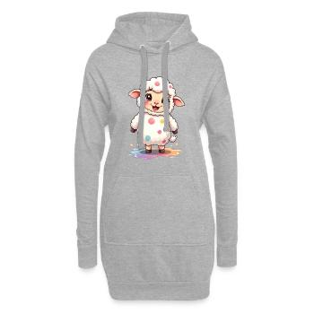 Süßer Schaf-Charakter mit bunten Punkten - Hoodie-Kleid - Grau meliert - Vorne