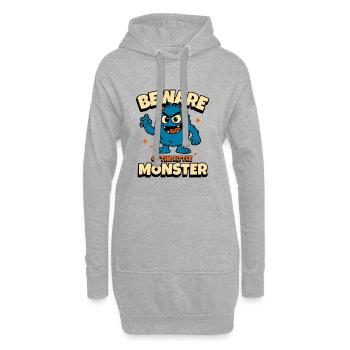 Prudence! Avertissement! Petit monstre – Mignon et coquin - Sweat-shirt à capuche long Femme - gris chiné - Devant