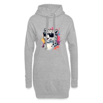 Lässiger Gepard mit Sonnenbrille - Hoodie-Kleid - Grau meliert - Vorne
