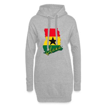 Karte von Ghana, Flagge von Ghana - Hoodie-Kleid - Grau meliert - Vorne