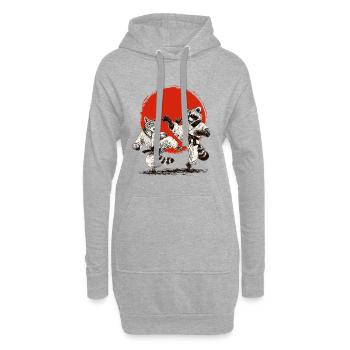 Karaté Judo, arts martiaux japonais Chat Raton laveur - Sweat-shirt à capuche long Femme - gris chiné - Devant