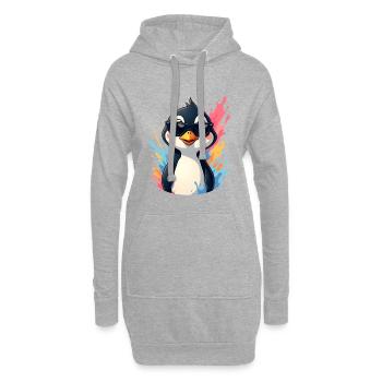 Cool Pingu mit Sonnenbrille - Hoodie-Kleid - Grau meliert - Vorne