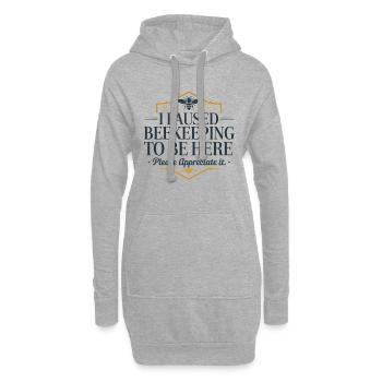 Biene und Honigwaben Motiv mit Zitat - Hoodie-Kleid - Grau meliert - Vorne