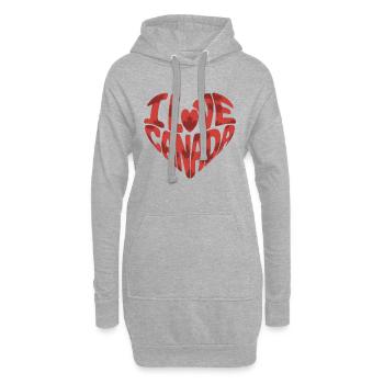 Un cœur plein d'amour pour le Canada - Sweat-shirt à capuche long Femme - gris chiné - Devant