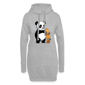 Skateboard Panda Illustration - Hoodie-Kleid - Grau meliert - Vorne