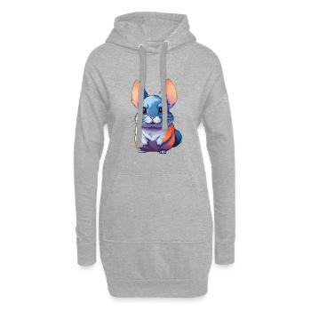 Charmanter Cartoon-Chinchilla mit großen Augen - Hoodie-Kleid - Grau meliert - Vorne