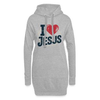 Herz Jesus Kreuz Design - Hoodie-Kleid - Grau meliert - Vorne