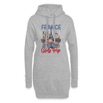 Voyage entre filles en France 2027 - Sweat-shirt à capuche long Femme - gris chiné - Devant