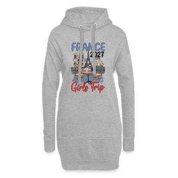 Voyage entre filles en France 2027 - Sweat-shirt à capuche long Femme - gris chiné - Devant