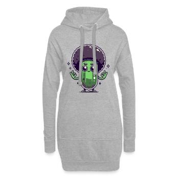 Gurke mit Afro - Hoodie-Kleid - Grau meliert - Vorne