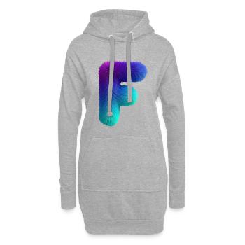 Lettre F aspect fourrure avec dégradé de couleurs - Sweat-shirt à capuche long Femme - gris chiné - Devant