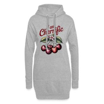 Je suis Cherrific – Boho Cherry Wordplay Vintage - Sweat-shirt à capuche long Femme - gris chiné - Devant