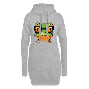 Cooler Frosch mit Sonnenbrille - Hoodie-Kleid - Grau meliert - Vorne