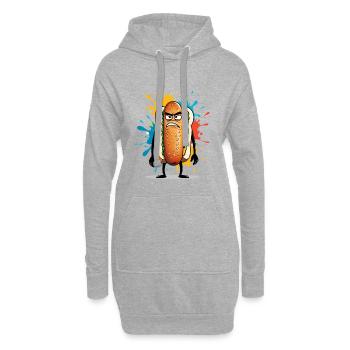 Hot-dog en colère avec explosion de couleurs - Sweat-shirt à capuche long Femme - gris chiné - Devant