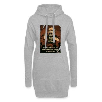 Protestierender Peter Lustlos mit Mikrofon - Hoodie-Kleid - Grau meliert - Vorne
