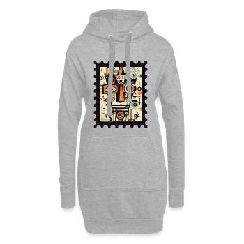 Conception de visage humain géométrique aztèque - Sweat-shirt à capuche long Femme - gris chiné - Devant