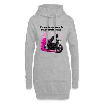Damenmotorrad im Sattel gegen Brustkrebs - Hoodie-Kleid - Grau meliert - Vorne