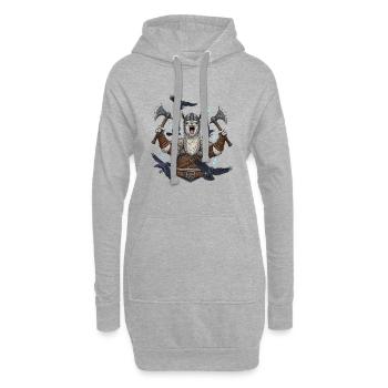 Viking Alpaga Berserker avec des corbeaux - Sweat-shirt à capuche long Femme - gris chiné - Devant