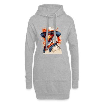 Stylish eagle with hat and sunglasses - Hoodie Dress - heather grey - Front