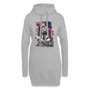 Cyberpunk Mädchen mit Graffiti-Design - Hoodie-Kleid - Grau meliert - Vorne