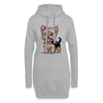 Niedlicher Yorkshire Terrier Mit Schleife - Hoodie-Kleid - Grau meliert - Vorne