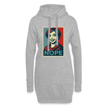 une fille et un message humoristique sur l'affiche NOPE - Sweat-shirt à capuche long Femme - gris chiné - Devant